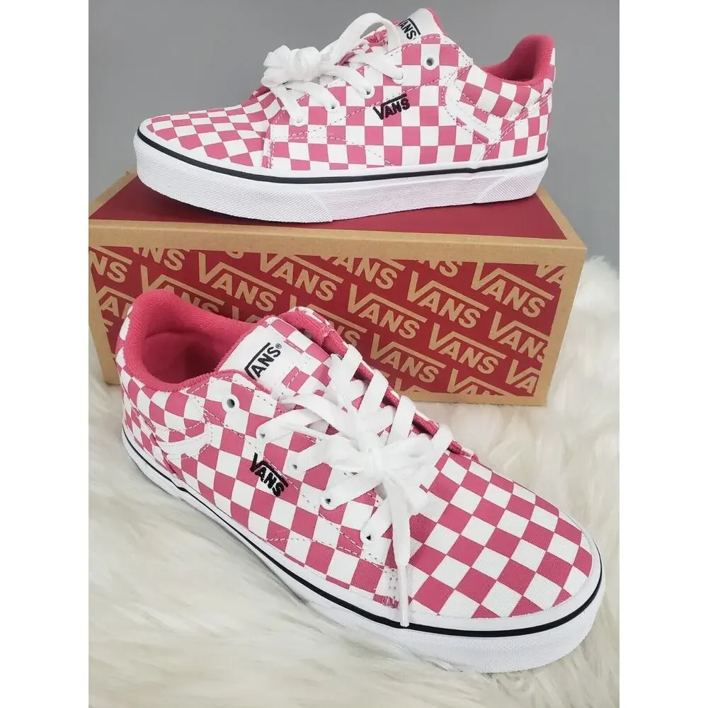 NEW YOUTH GIRL Vans Seldan Checkerboard Honeysuckle Pink Sneaker Shoe Skateboard